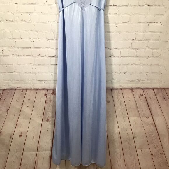Vintage Diane Von Furstenberg Long Nightgown Small Light Blue Plunging Neckline - Picture 3 of 6
